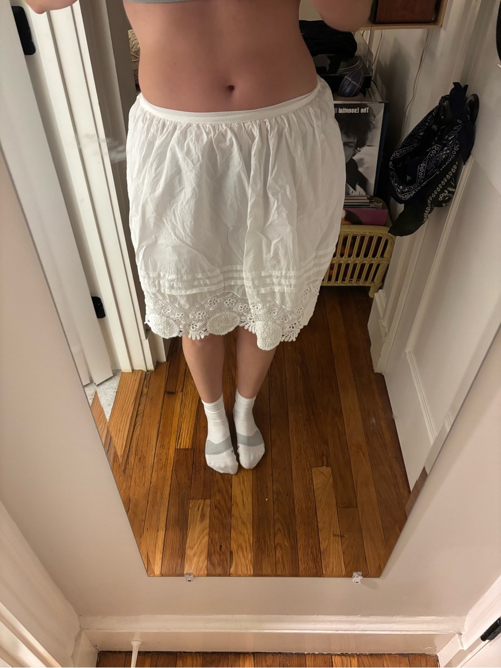 Elle White Lace Hem Skirt